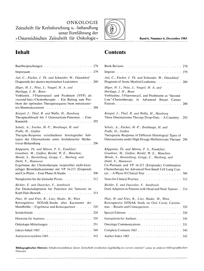 First page of Inhalt, Vol. 6, No. 6, 1983