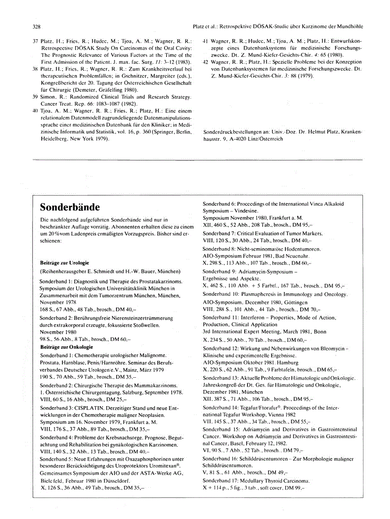 First page of Sonderbände