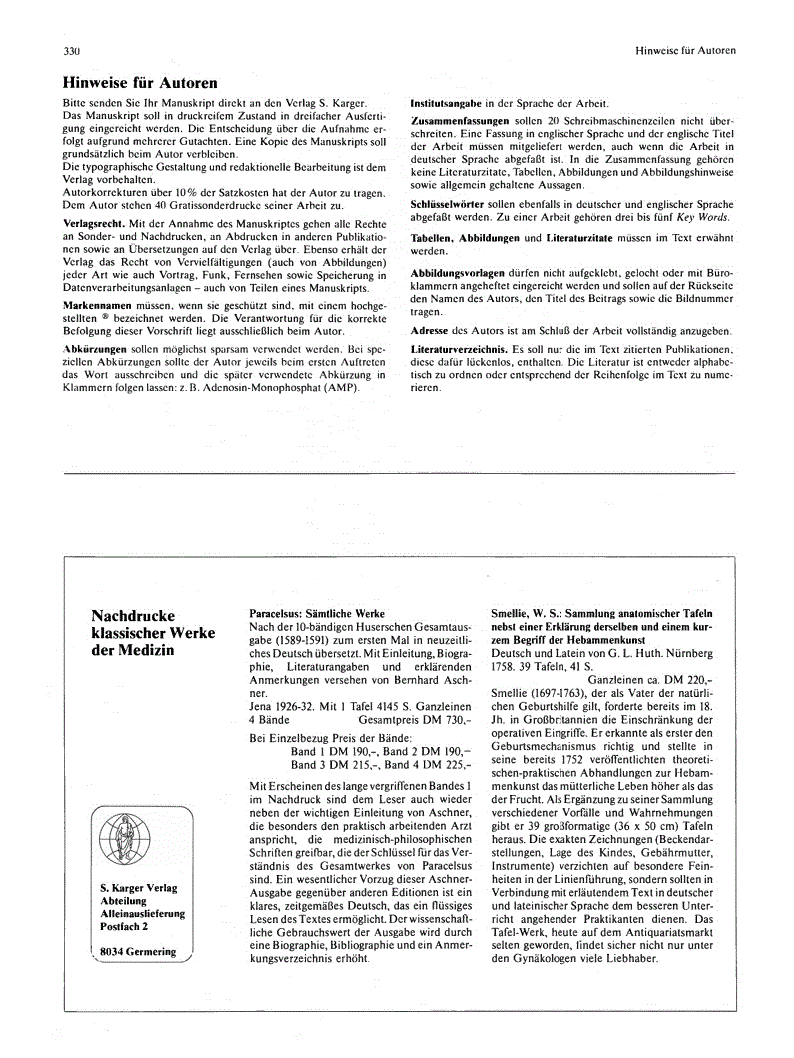 First page of Hinweise für Autoren