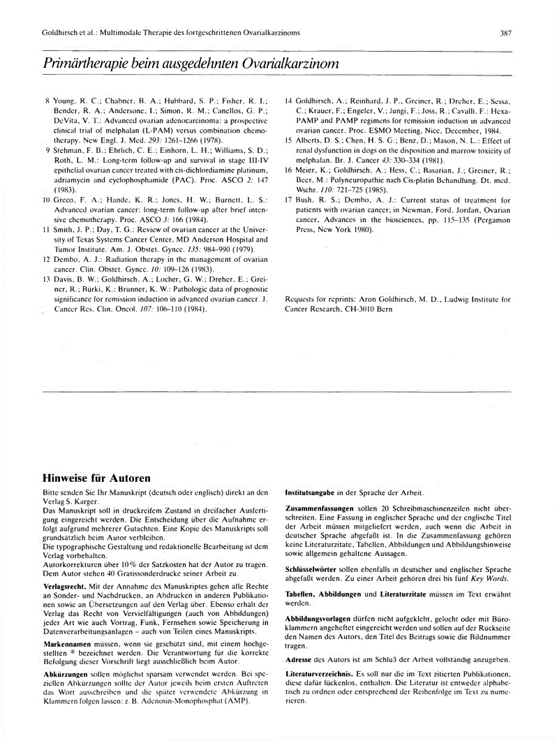 First page of Hinweise für Autoren