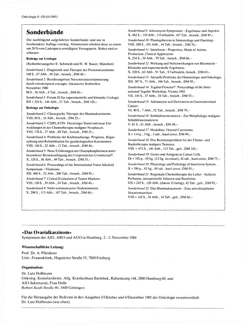 First page of Sonderbände