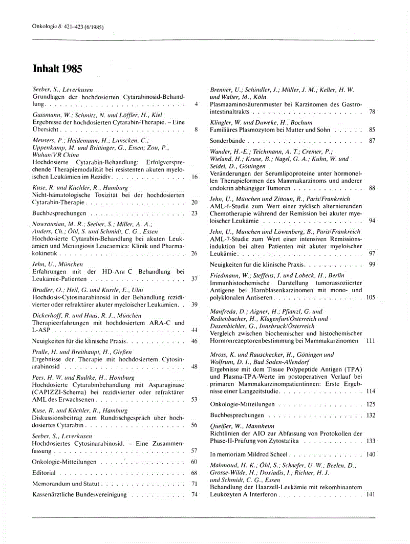 First page of Inhalt 1985