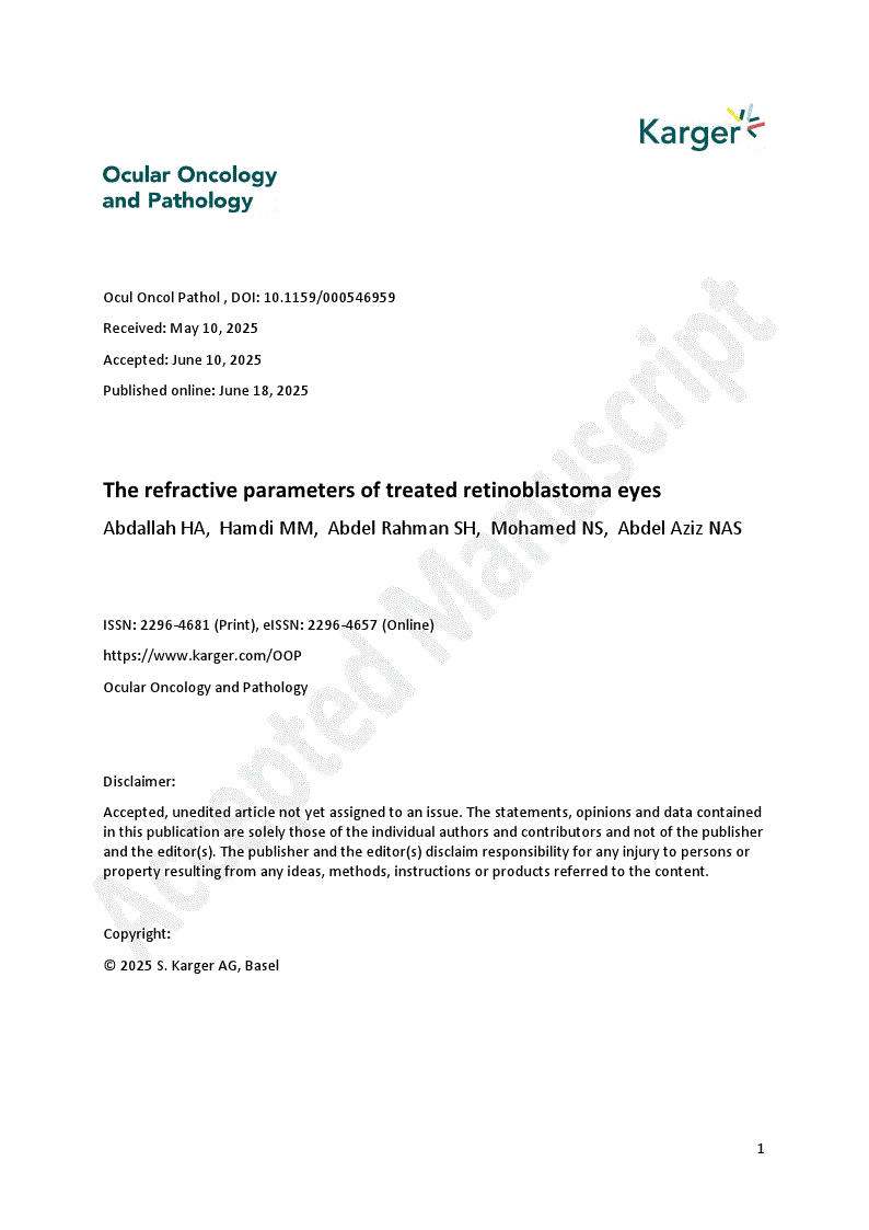 First page of The refractive parameters of treated retinoblastoma eyes