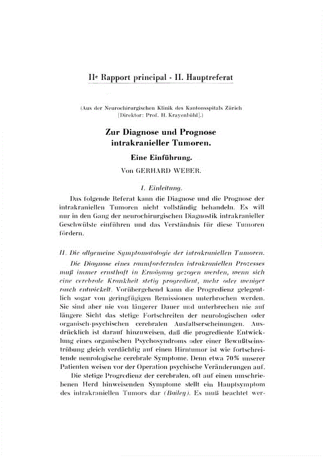 First page of Zur Diagnose und Prognose intrakranieller Tumoren (Part 1 of 3)<subtitle>Eine Einführung</subtitle>