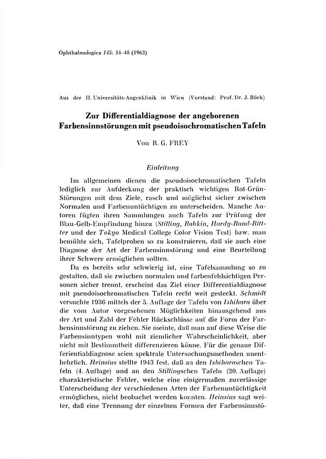 First page of Zur Differentialdiagnose der angeborenen Farbensinnstörungen mit pseudoisochromatischen Tafeln