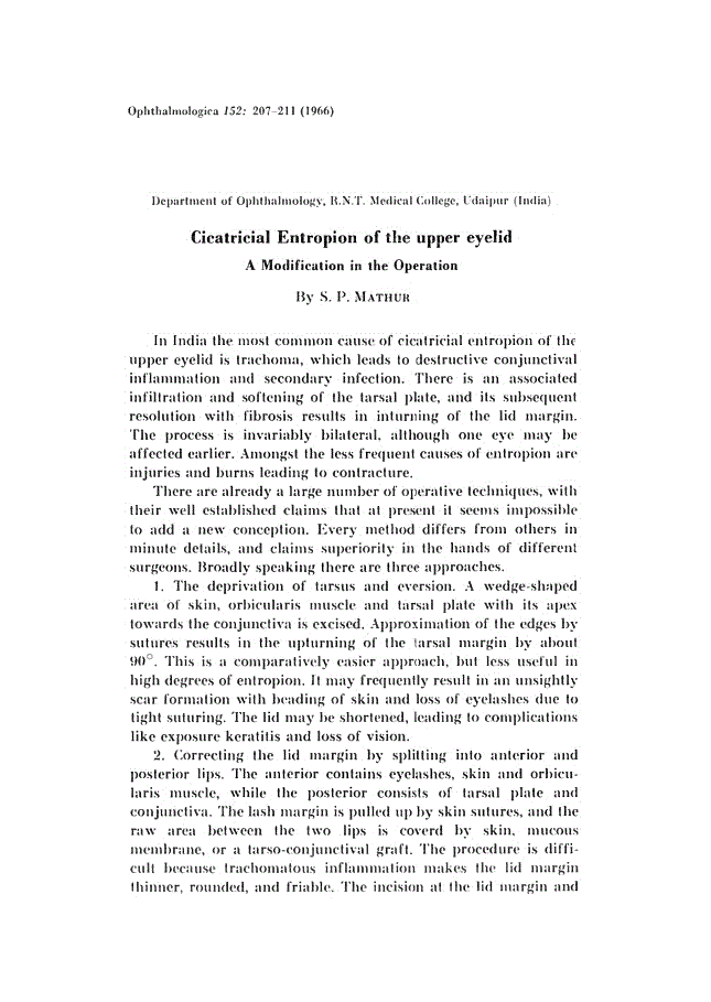 First page of Cicatricial Entropion of the upper eyelid<subtitle>A Modification in the Operation</subtitle>