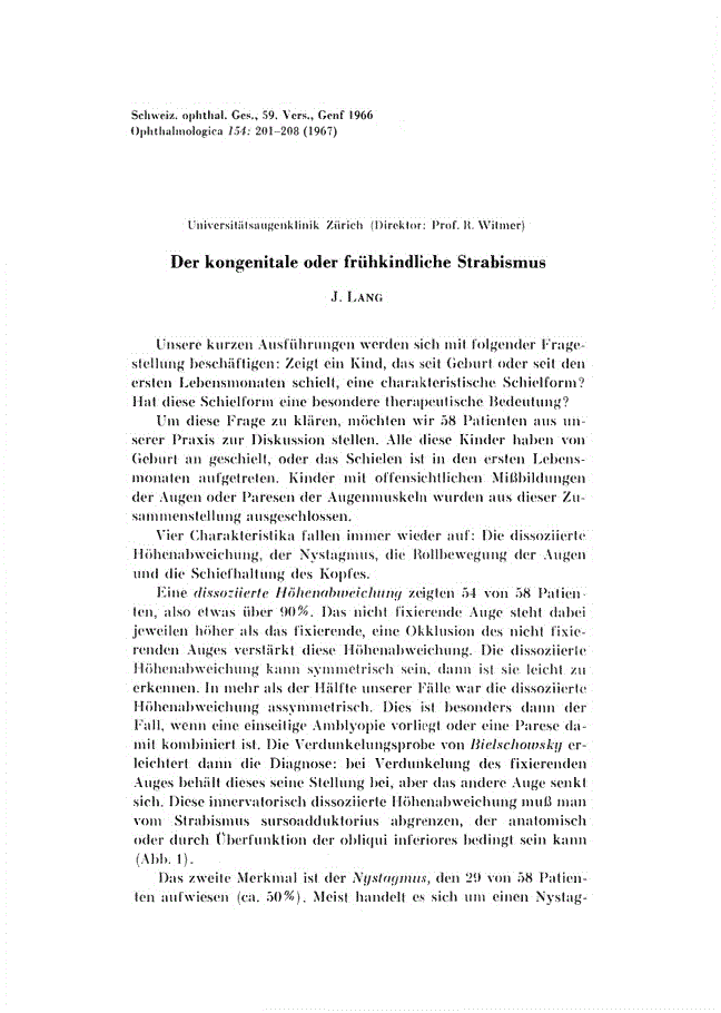 First page of Der kongenitale oder frühkindliche Strabismus