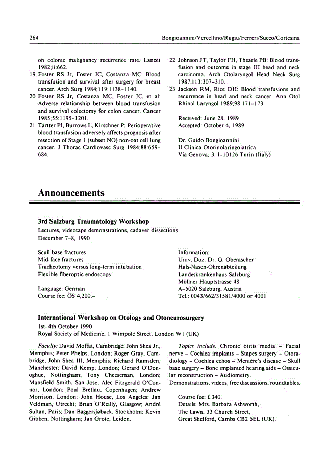 First page of Announcements