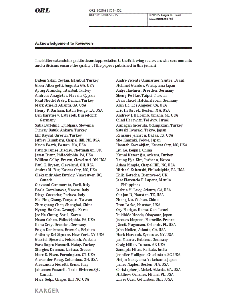 First page of Acknowlegement to Reviewers