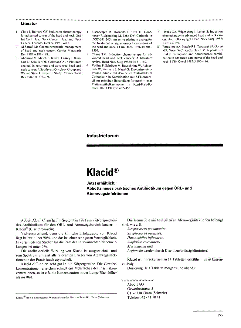First page of Klacid®