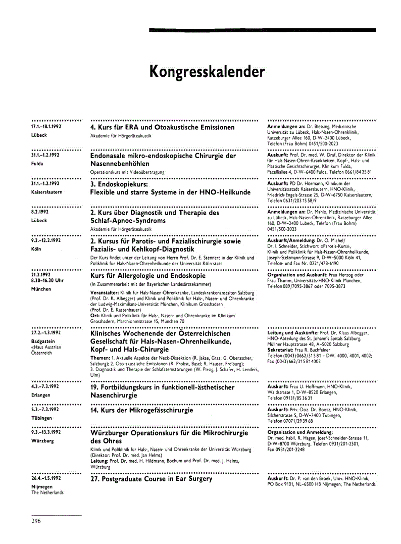 First page of Kongresskalender