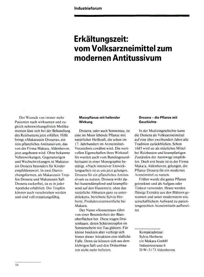 First page of Erkältungszeit: vom Volksarzneimittel zum modernen Antitussivum