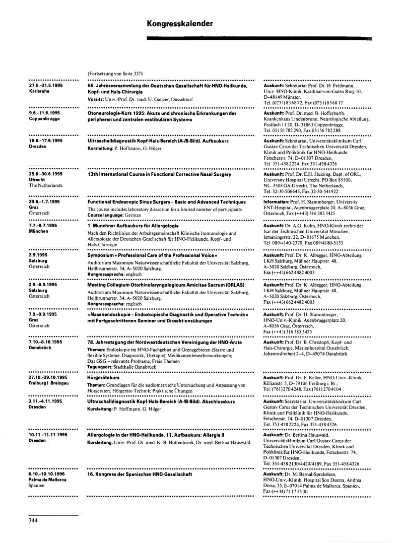 First page of Kongresskalender