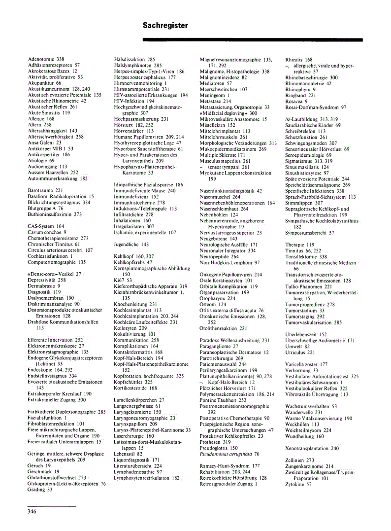 First page of Sachregister