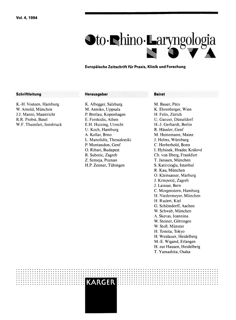 First page of Contents, Vol. 4, 1994