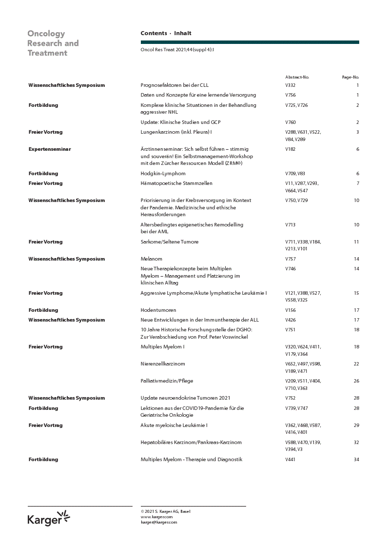First page of Gemeinsame Jahrestagung der Deutschen, Österreichischen und Schweizerischen Gesellschaften für Hämatologie und Medizinische Onkologie (Hybrid-Kongress), 01.-04. Oktober 2021: Abstracts