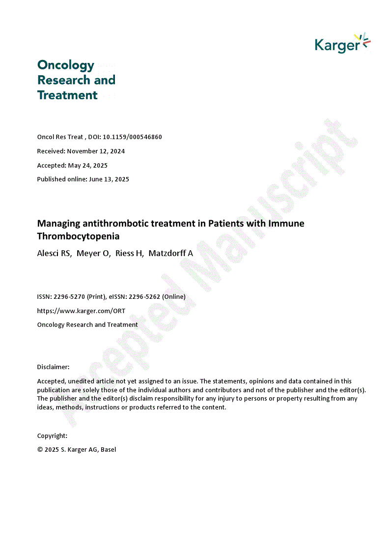 First page of Managing antithrombotic treatment in Patients with Immune Thrombocytopenia