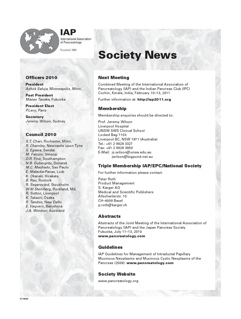 First page of IAP Society News