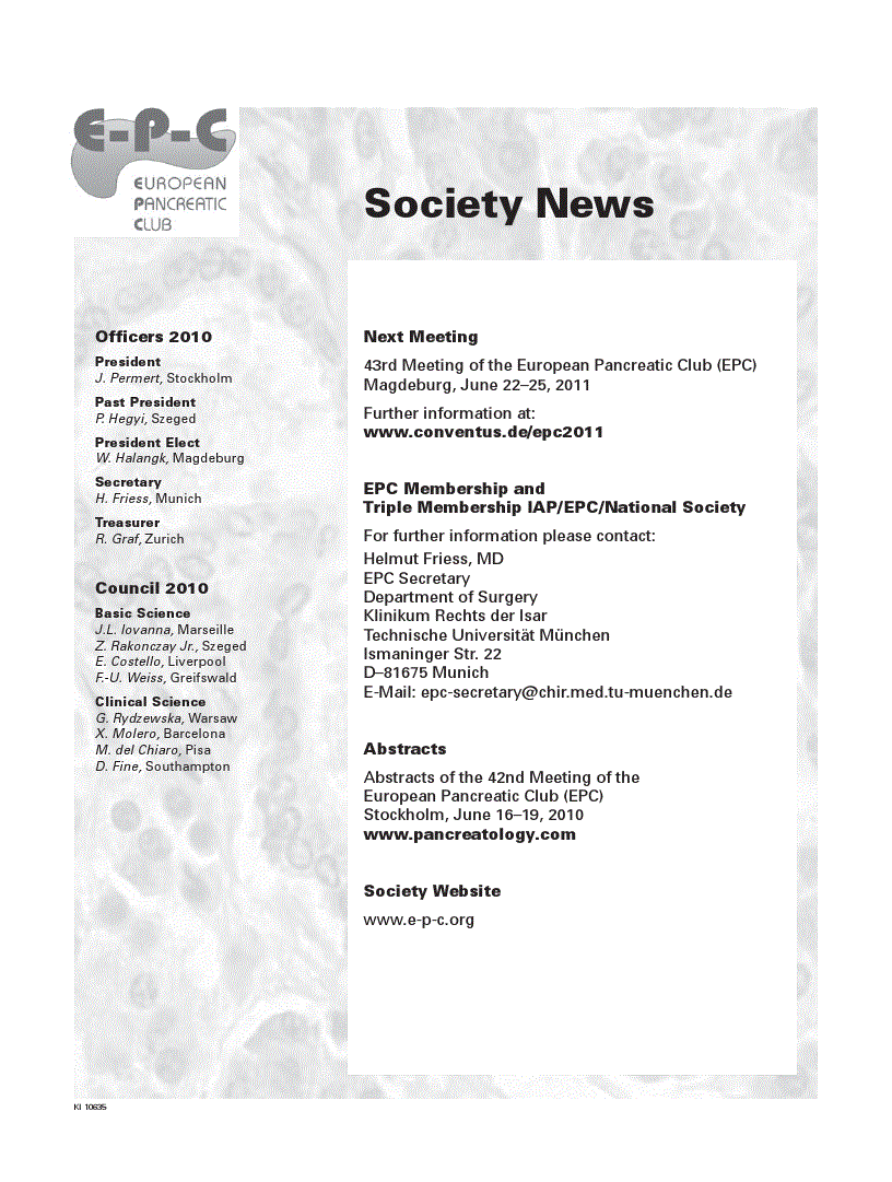 First page of EPC Society News