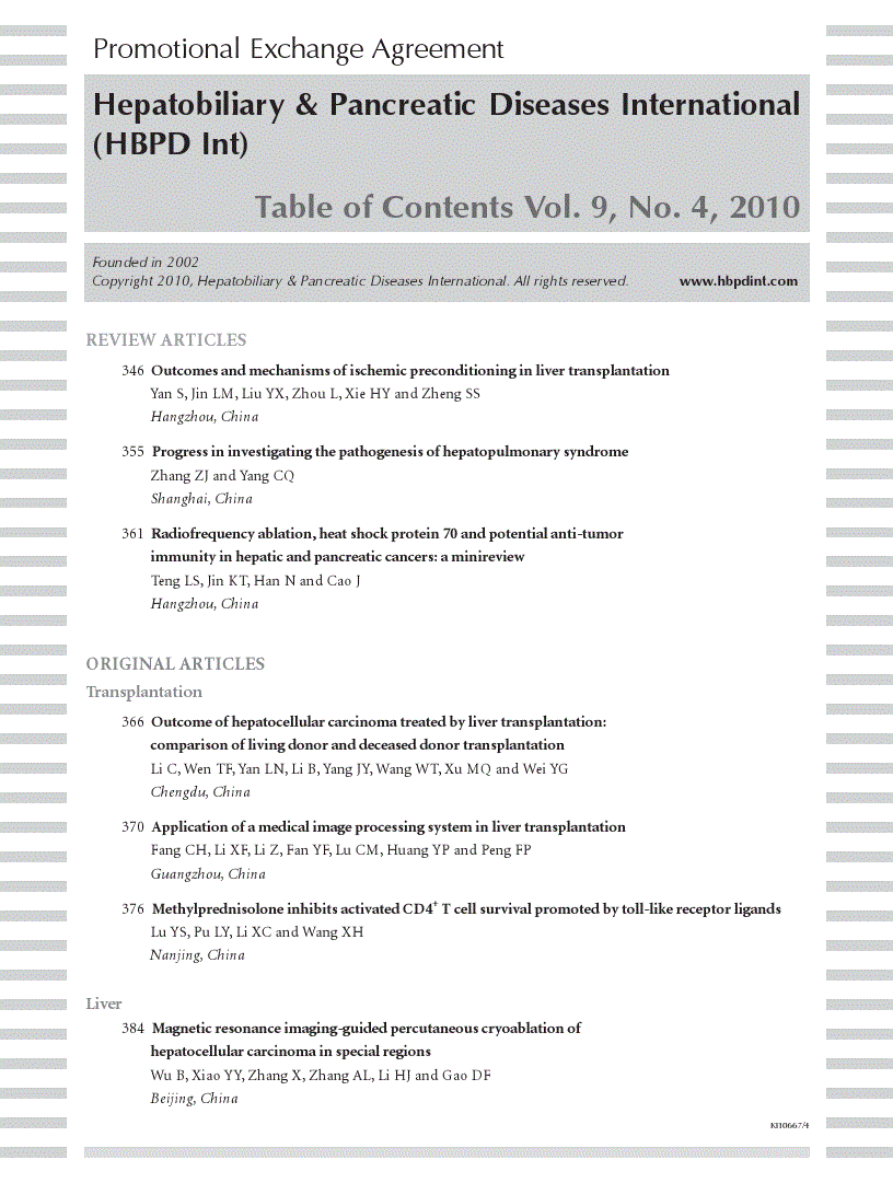 First page of HBPD Int Vol. 9, No. 4, 2010