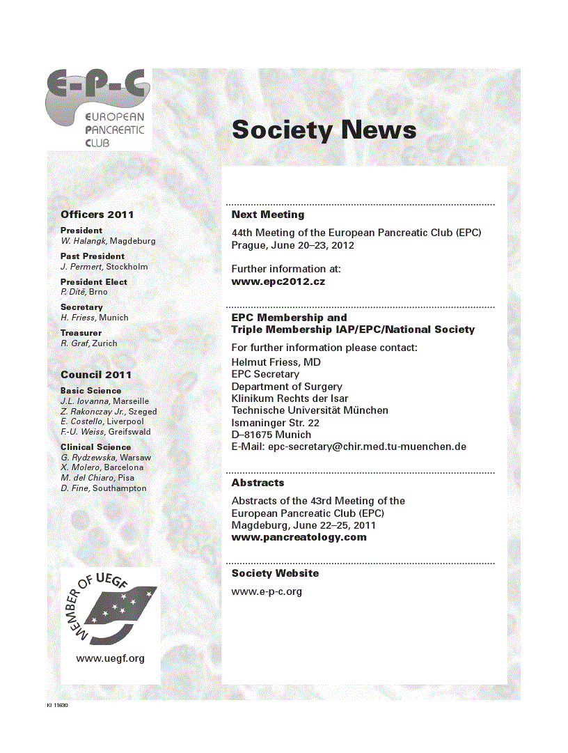 First page of EPC Society News