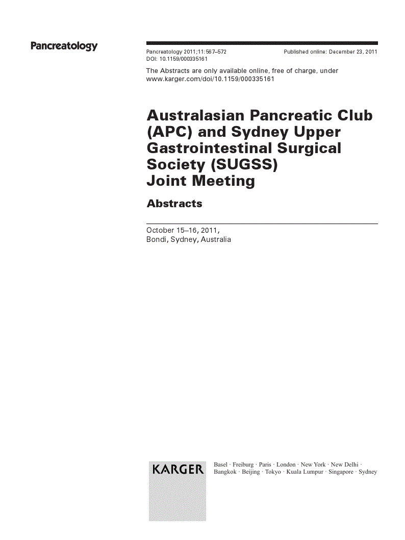 First page of Australasian Pancreatic Club (APC) and Sydney Upper Gastrointestinal Surgical Society (SUGSS) Joint Meeting