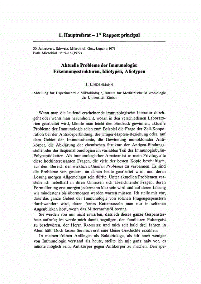 First page of Aktuelle Probleme der Immunologie: Erkennungsstrukturen, Idiotypen, Aliotypen