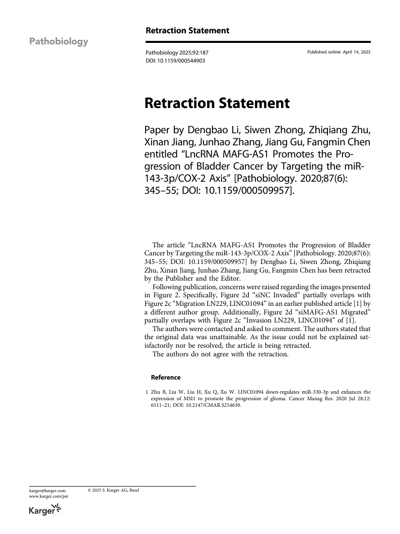 First page of Retraction Statement