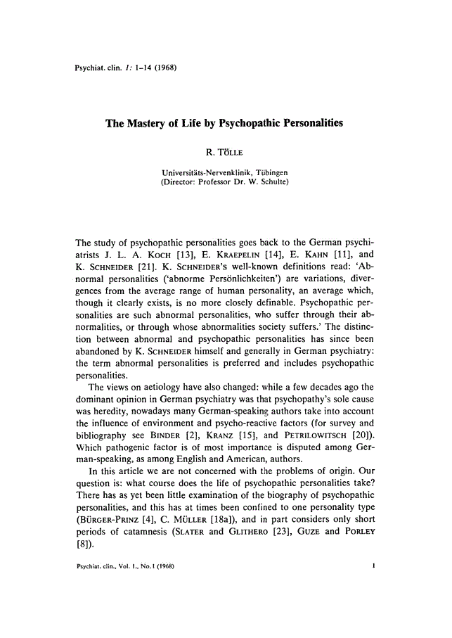 First page of The Mastery of Life by Psychopathic Personalities