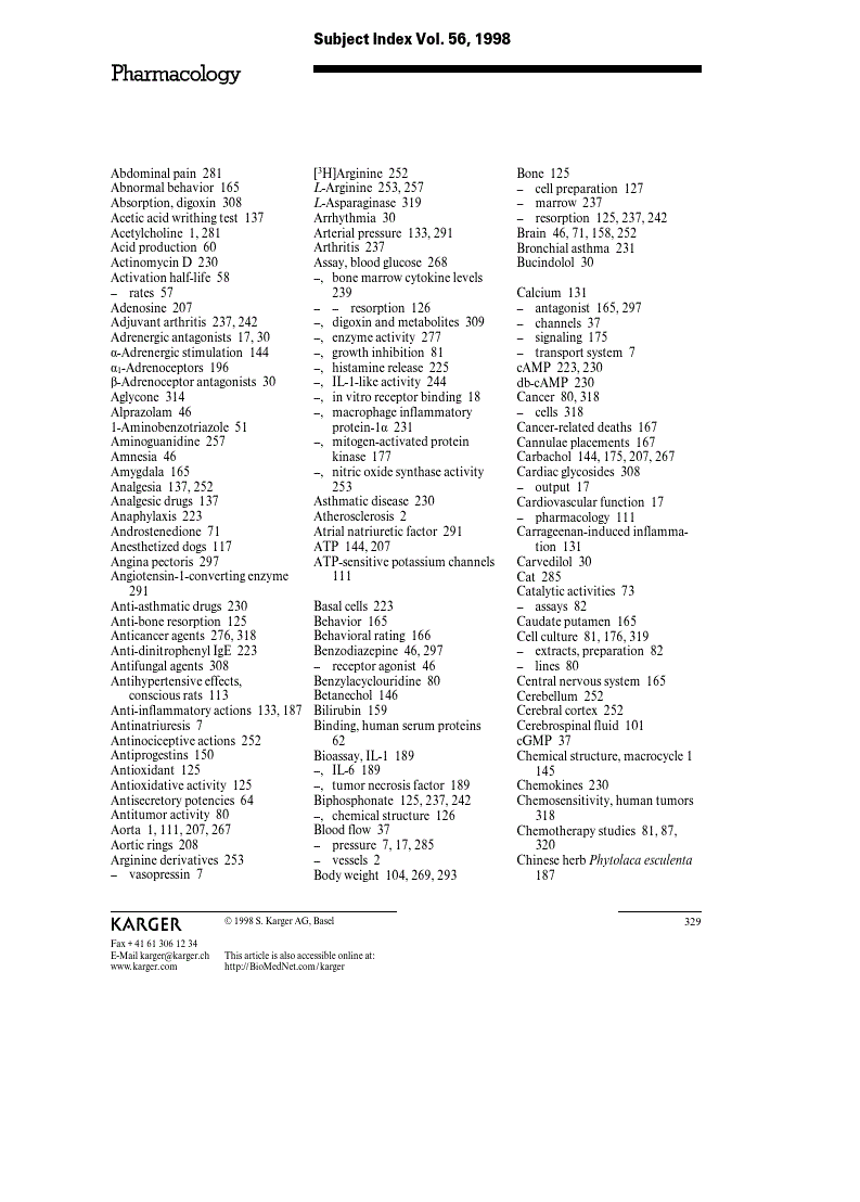 First page of Subject Index