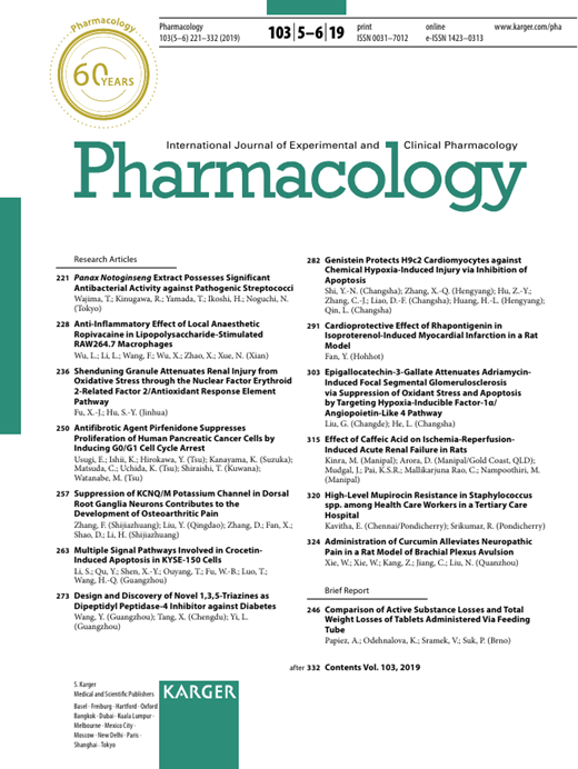 Pharmacology Cover Image for Volume 103, Issue 5-6