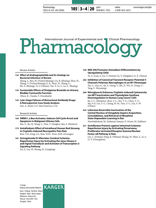 Pharmacology Cover Image for Volume 105, Issue 3-4