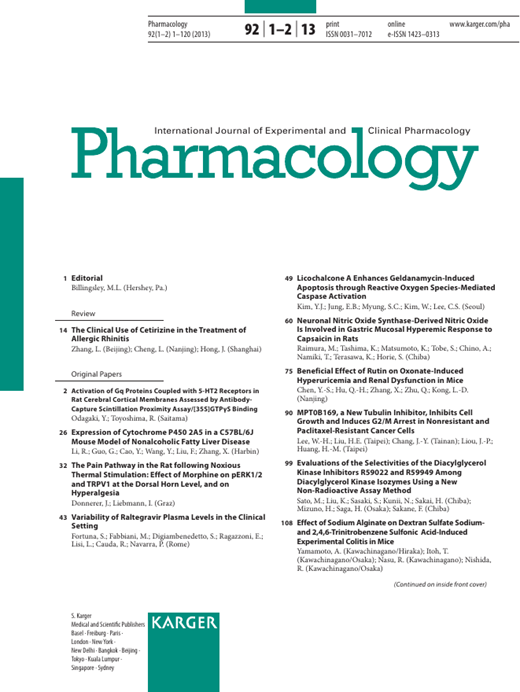 Pharmacology Cover Image for Volume 92, Issue 1-2