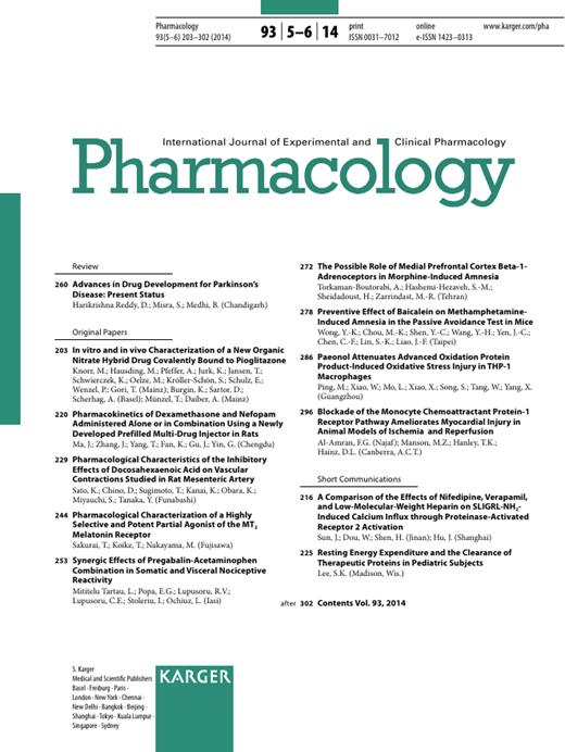 Pharmacology Cover Image for Volume 93, Issue 5-6