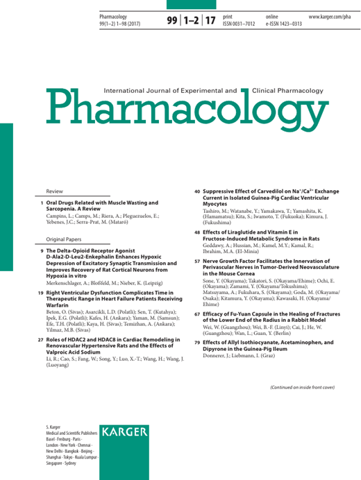 Pharmacology Cover Image for Volume 99, Issue 1-2
