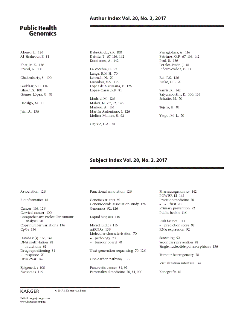 First page of Author and Subject Index Vol. 20, No. 2, 2017
