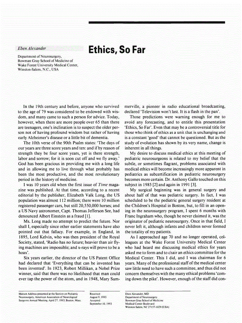 First page of Ethics, So Far