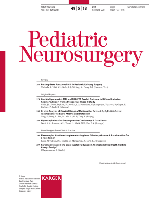 Pediatric Neurosurgery Cover Image for Volume 49, Issue 5
