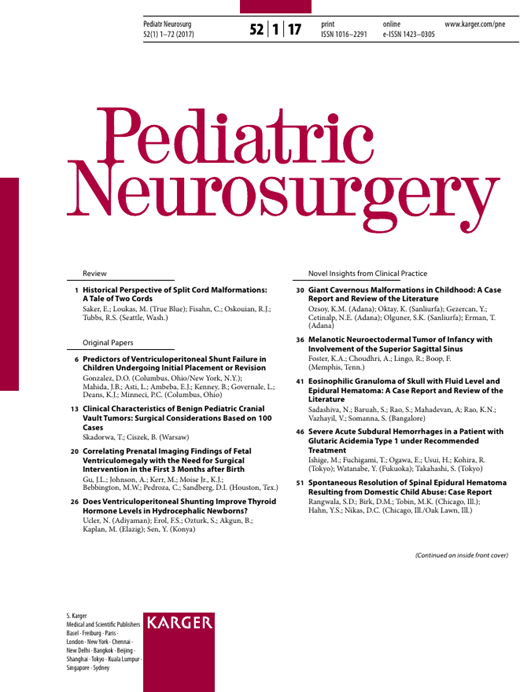 Pediatric Neurosurgery Cover Image for Volume 52, Issue 1