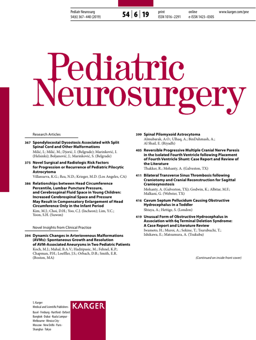 Pediatric Neurosurgery Cover Image for Volume 54, Issue 6