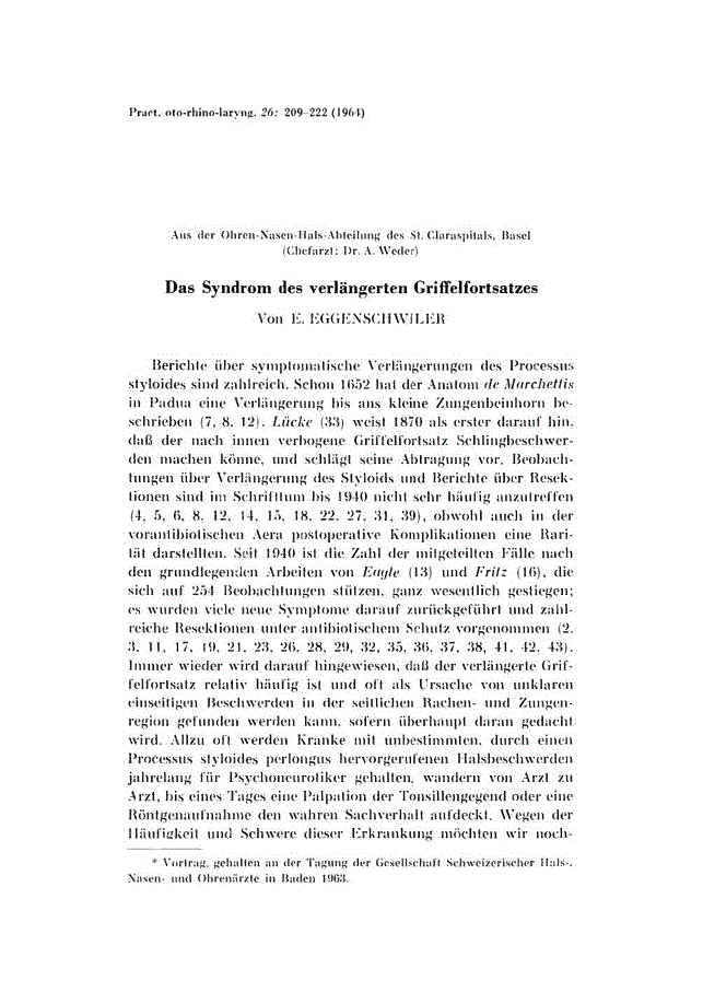 First page of Das Syndrom des verlängerten Griffelfortsatzes