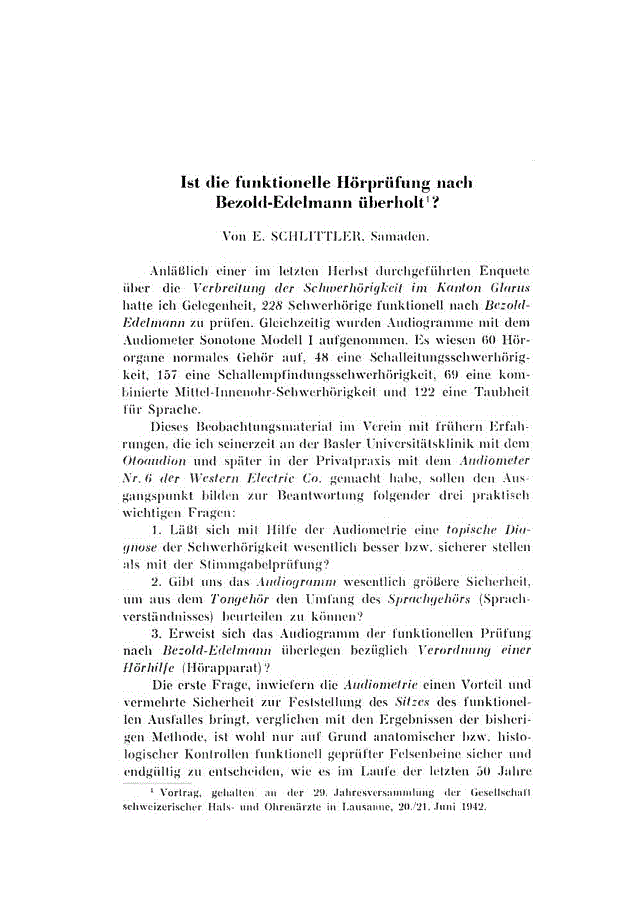 First page of Ist die funktionelle Hörprüfung nach Bezold-Edelmann überholt