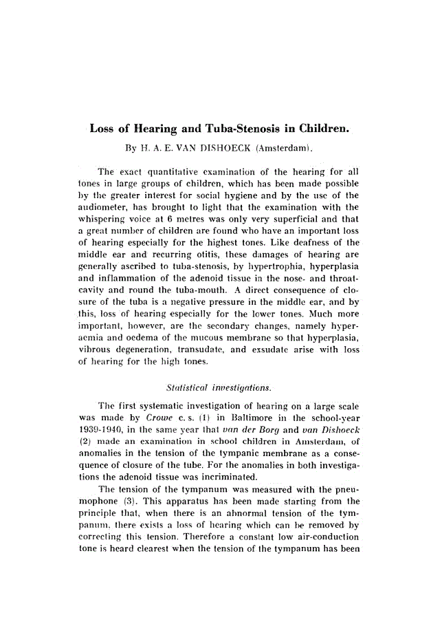 First page of Loss of Hearing and Tuba-Stenosis in Children