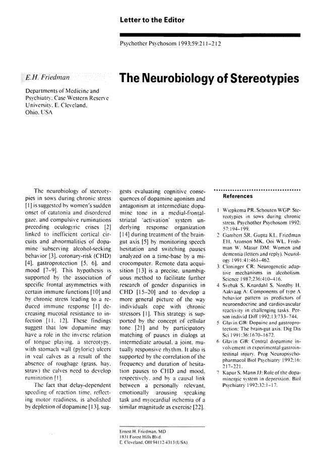 First page of The Neurobiology of Stereotypies
