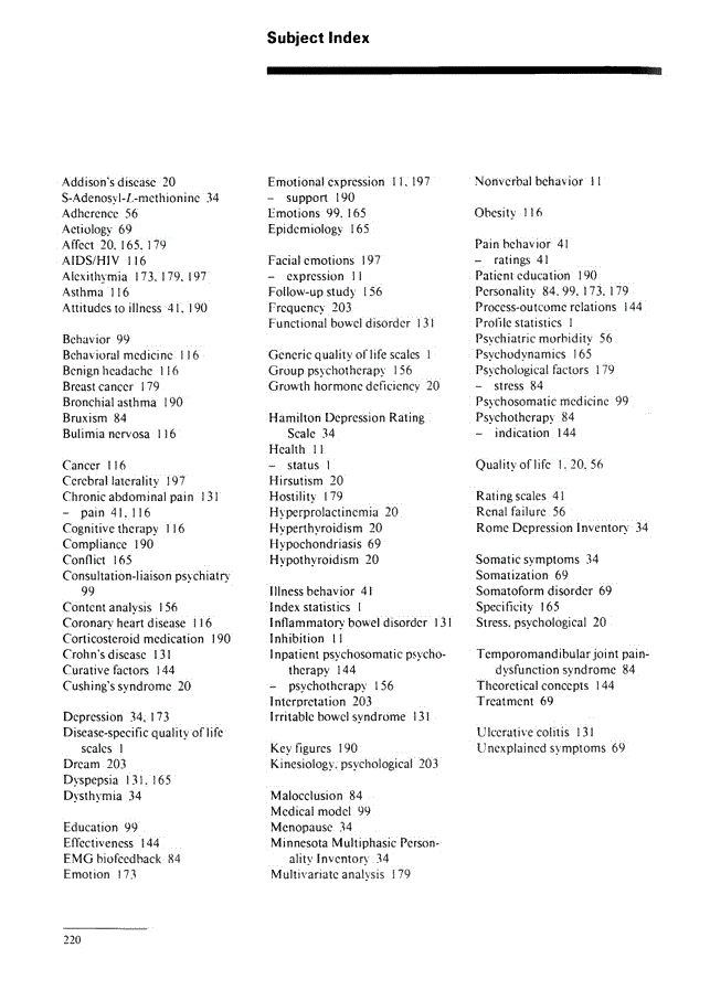 First page of Subject Index