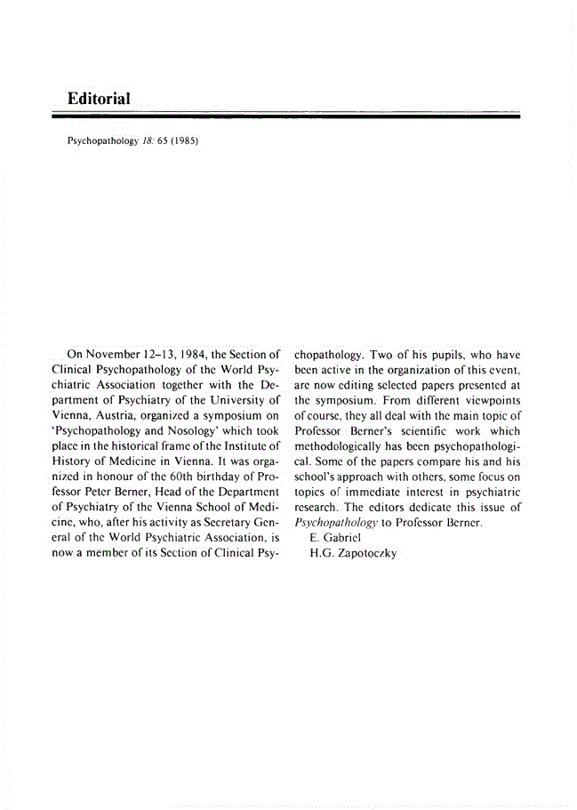 First page of Editorial