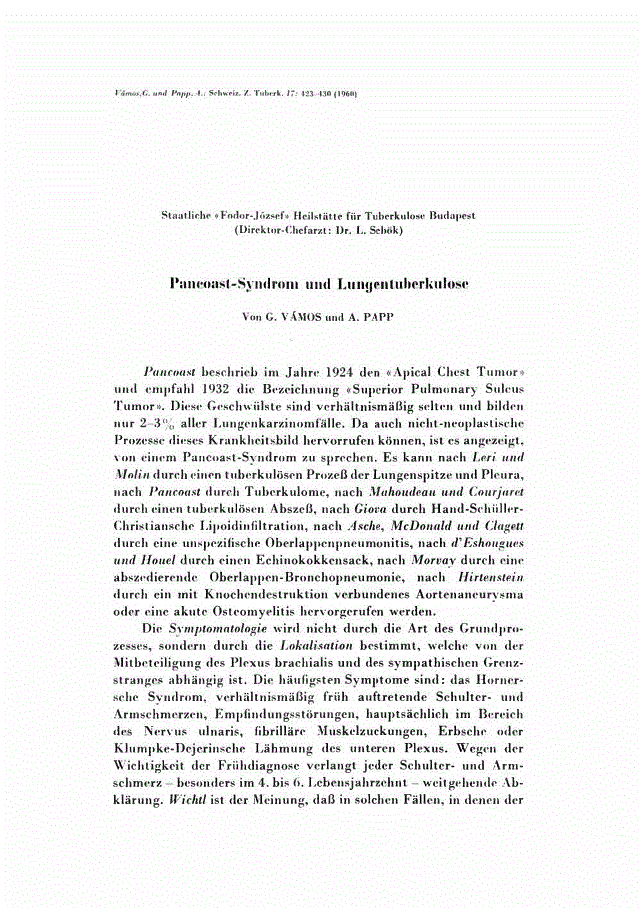 First page of Pancoast-Syndrom und Lungentuberkulose