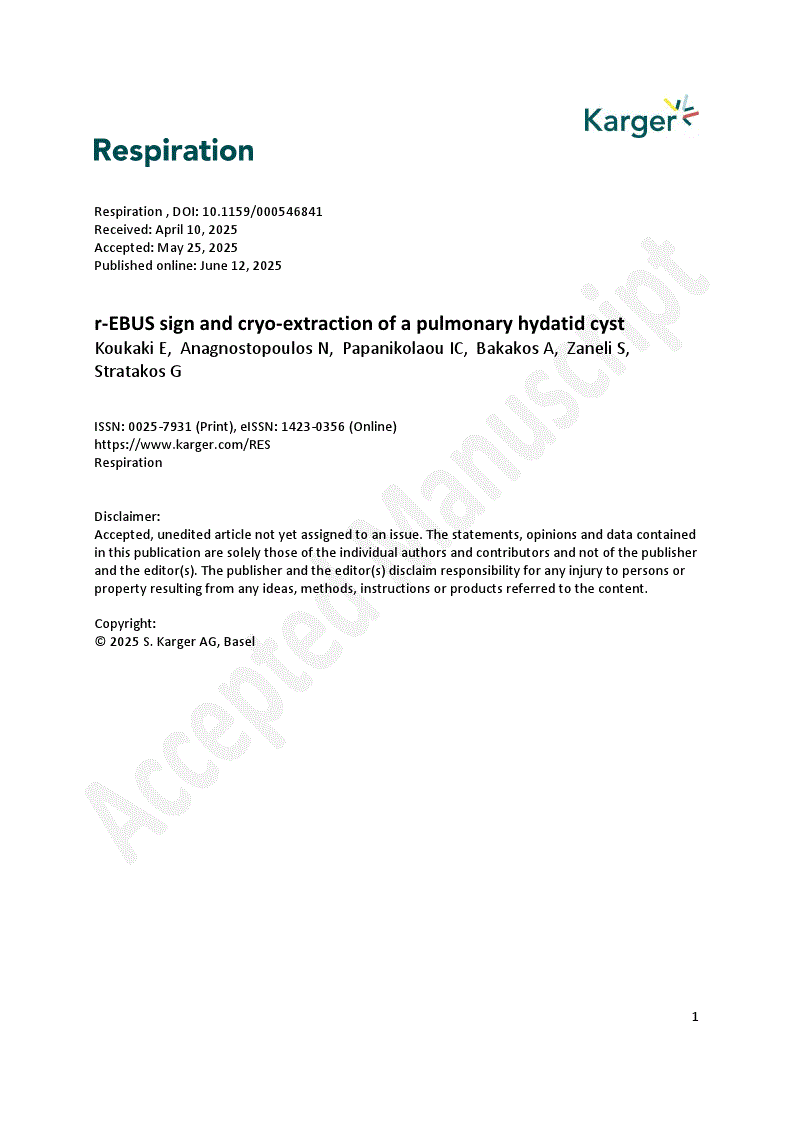 First page of r-EBUS sign and cryo-extraction of a pulmonary hydatid cyst