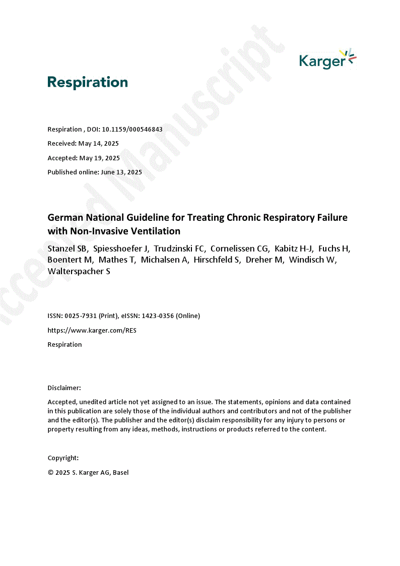 First page of German National Guideline for Treating Chronic Respiratory Failure with Non-Invasive Ventilation