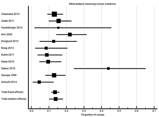 Fig. 3. Meta-analysis: proportion major complications craniotomy.